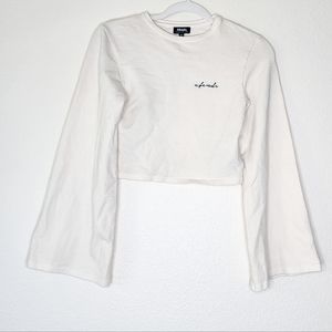 Afends Off White Flare Embroidered Crop Top 4